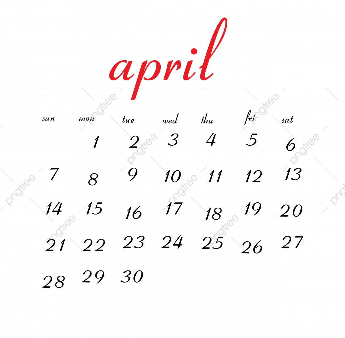 April 2019 Calendar Calendar Clean White PNG And Vector With