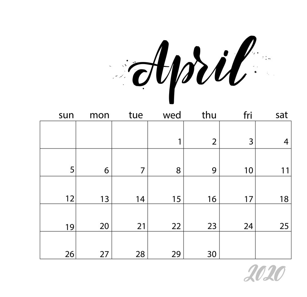 April 2020 Monthly Business Calendar Free Printable Calendar