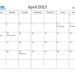 April 2023 Calendar With Australia Holidays