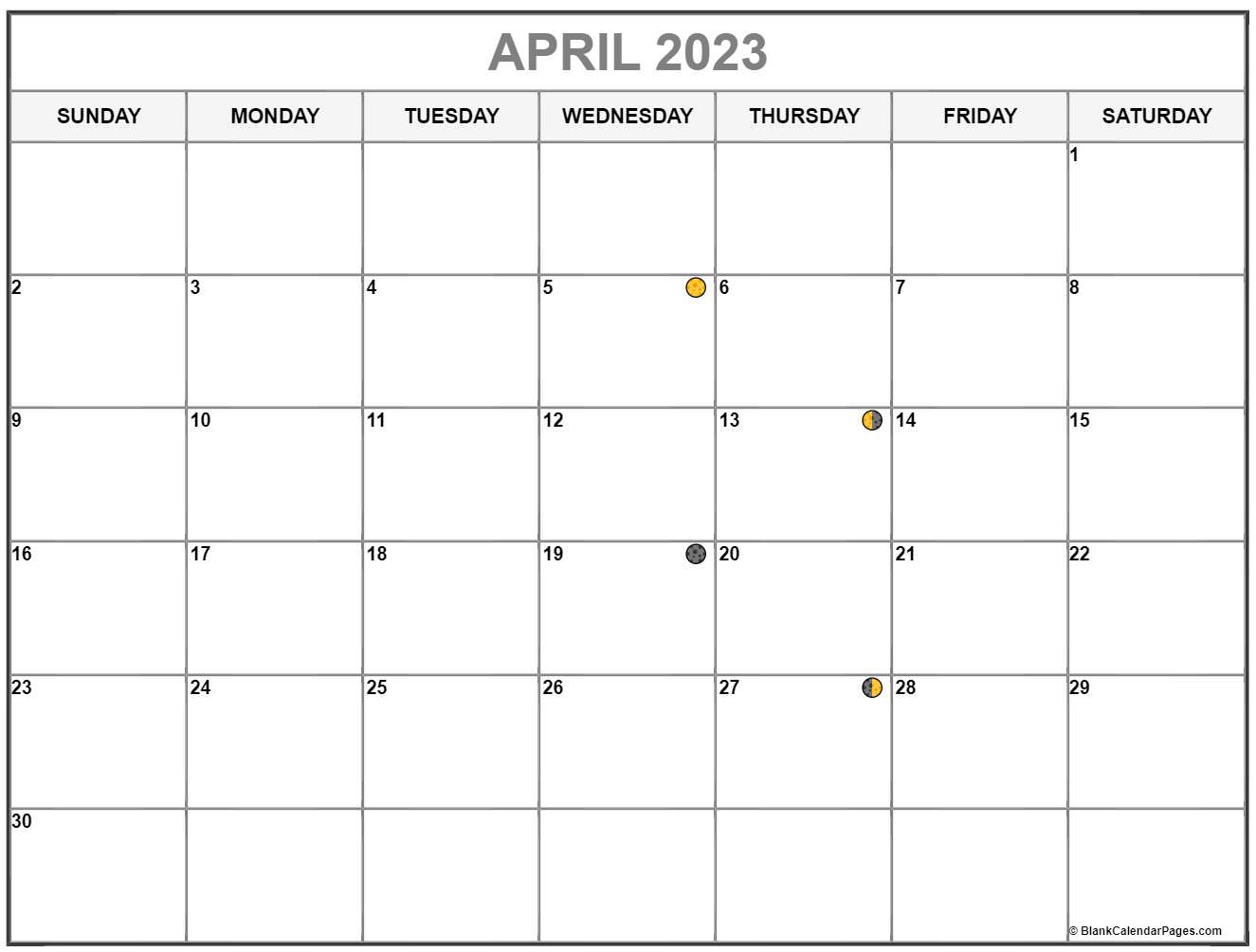 April 2023 Lunar Calendar Moon Phase Calendar