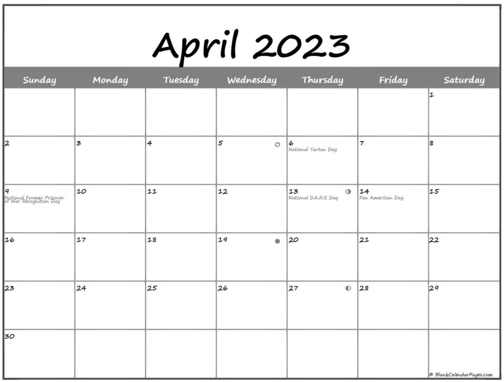 April 2023 Lunar Calendar Moon Phase Calendar