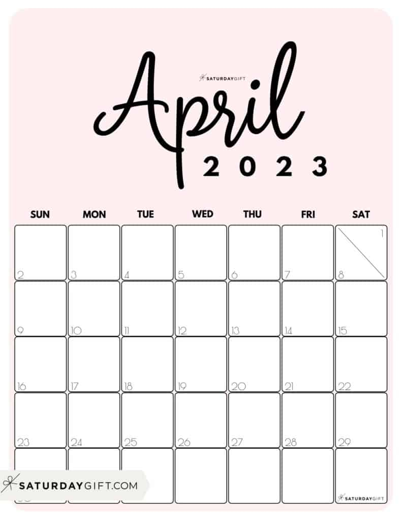 April Calendar Cute Free Printable April 2023 Calendar Designs