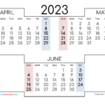 April May June 2023 Three Month Calendar