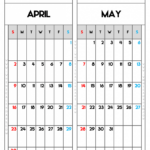 Free April May 2023 Calendar Printable PDF In Landscape And Portrait