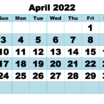 Free Printable April 2022 Calendar Word PDF Image