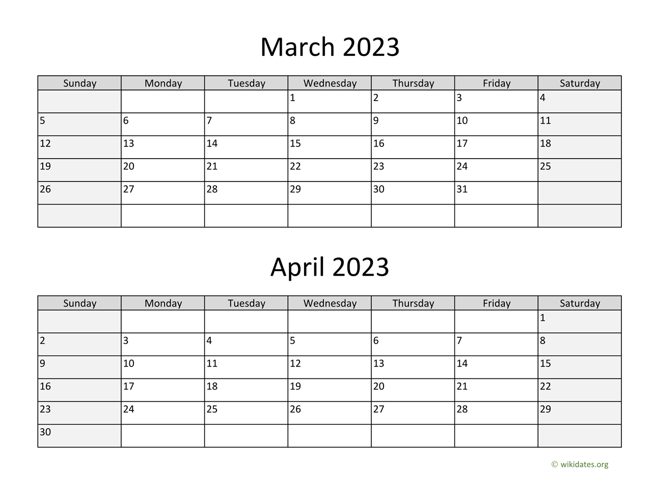 March And April 2023 Calendar WikiDates